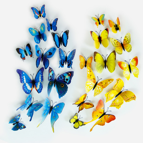 12 Colorful 3D Simulated Butterflies TV Background Wall Decoration Butterfly Children's Room PVC Simulated Butterflies