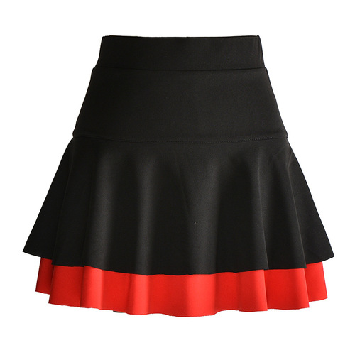 Summer and Spring Double Layer Contrast Nautical Dance Dress Plus Size Cake Skirt High-Waist A-Line Dance Skirt Full Skirt