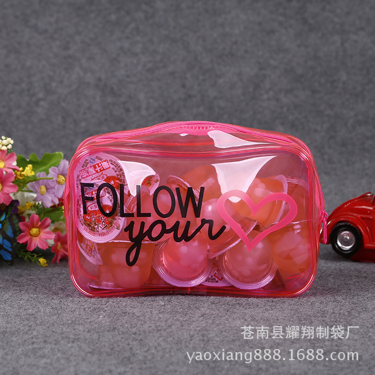 ins风格pvc塑料彩印透明化妆品袋果冻包装袋礼品拉链袋厂家现货