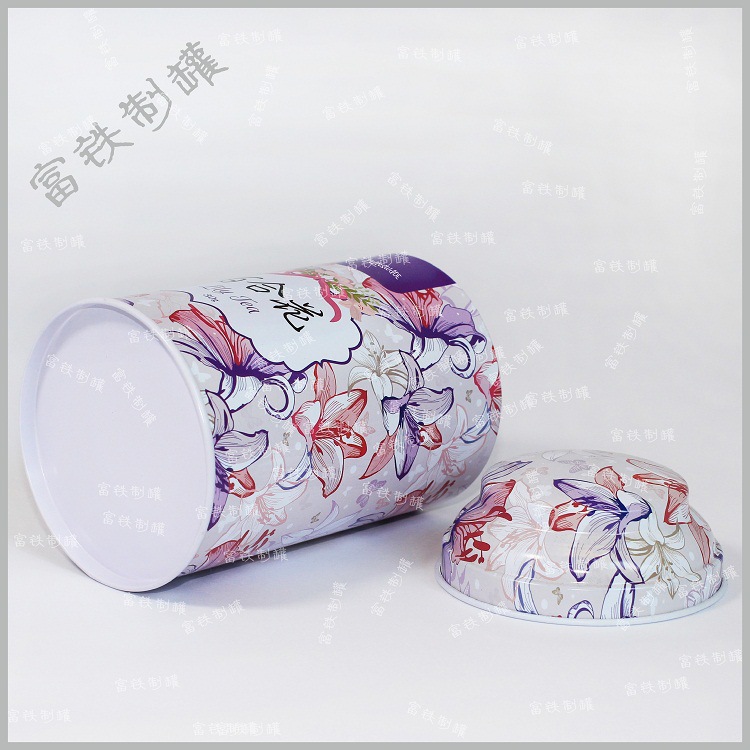 蘑菇头百合花茶叶包装铁罐 花茶马口铁盒包装 创意茶叶包装盒