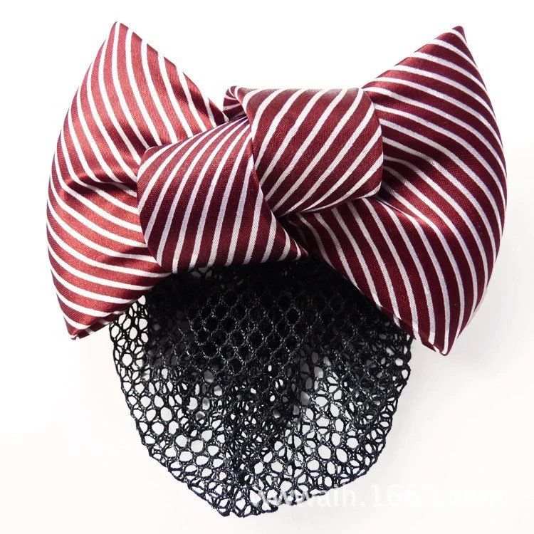 Профессиональный головной убор цветок медсестра сетка для волос карман корейский Полосатый бант стюардесса Отель Головной убор Банковская работа шпилька