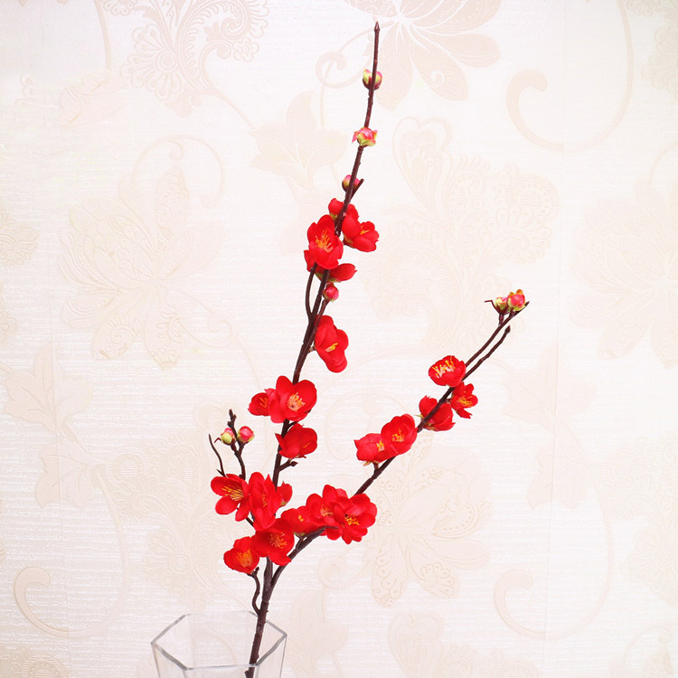 Venta al por mayor chino pastoral flor artificial del ciruelo al por mayor flor falsa pequeña flor del ciruelo rama salón flor decorativa