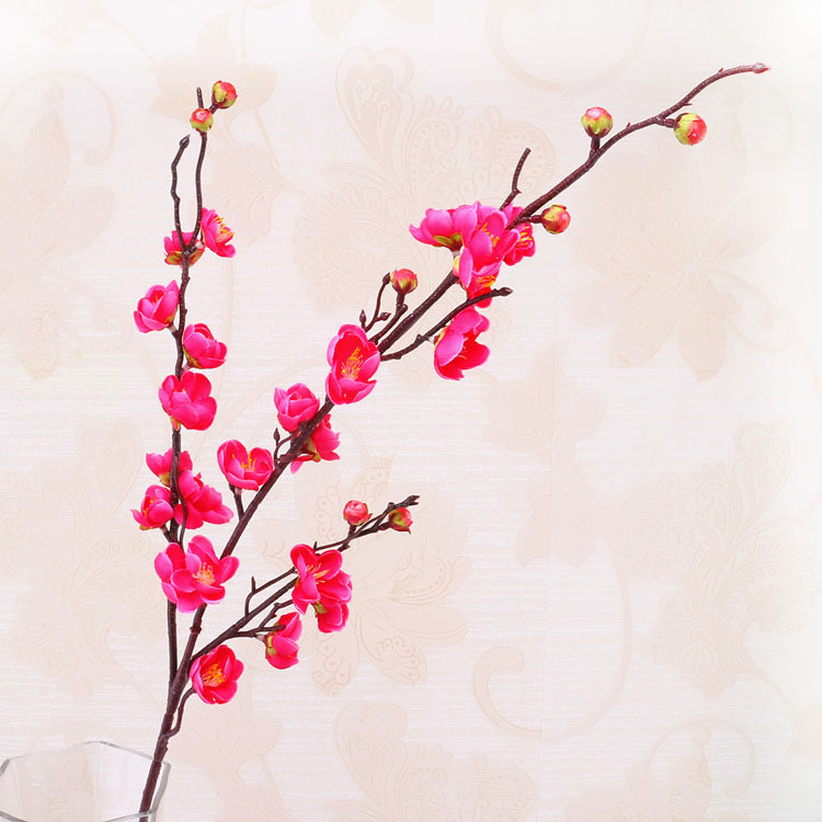 Venta al por mayor chino pastoral flor artificial del ciruelo al por mayor flor falsa pequeña flor del ciruelo rama salón flor decorativa