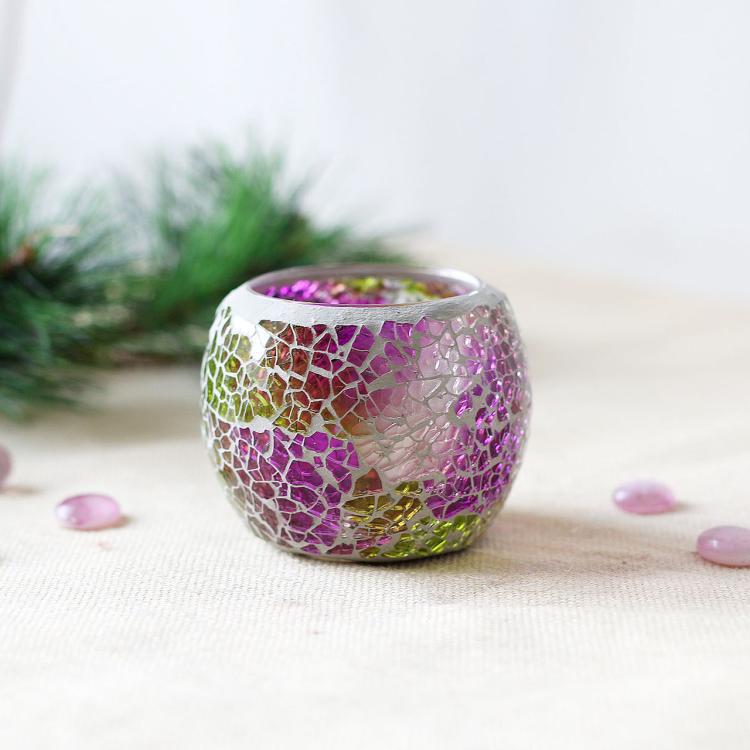 Candelabro de cristal estilo europeo con mosaico, decoración de boda y mesa, portavelas creativo de colores