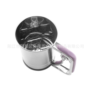 Colorful Silicone Strip Handle Large Stainless Steel 304 Flour Sieve Powder Sieve Cup Two Layers Mesh