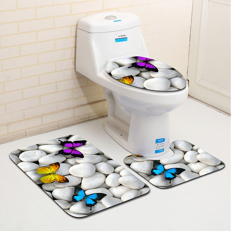 Beach series toilet mat three-piece bathroom 3-piece carpet door mat ebay cross-border Amazon current supply