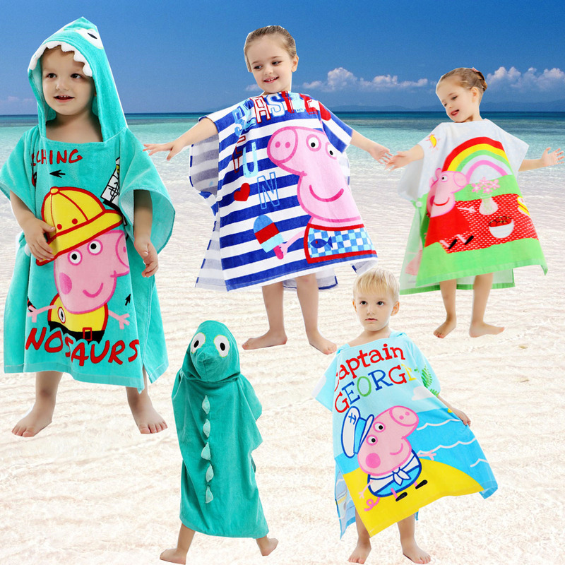 enbihouse Piglet Children's Bath Towel Cape Beach Towel terry cotton Dinosaur Bath Towel Four Colors Cute