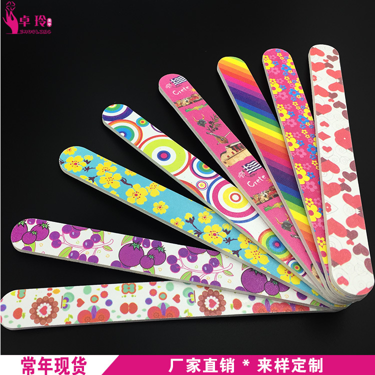 Archivo de uñas de impresión de moda directa de fábrica de doble cara EVA esmalte de uñas tira de arena en stock