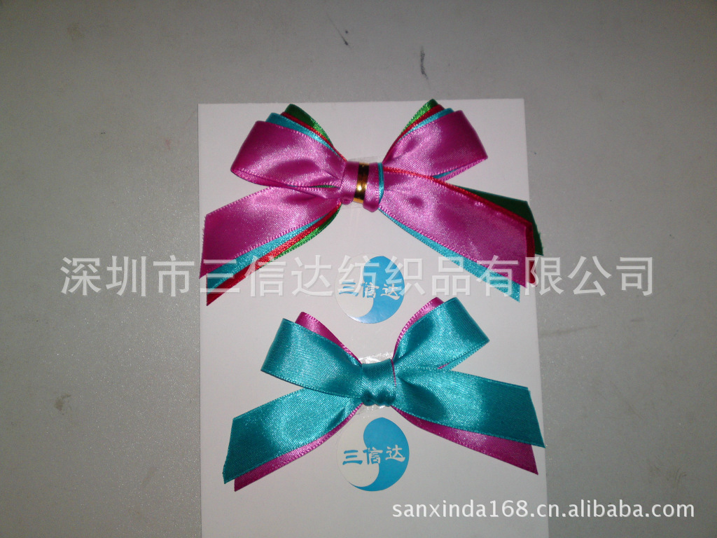 深圳蝴蝶结 涤纶丝带 印刷蝴蝶结 刘海贴蝴蝶结 酒瓶彩带(图)