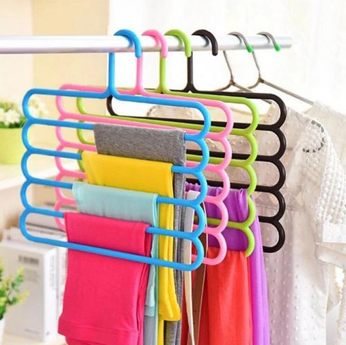 Colorful five-layer trouser rack, multi-functional wardrobe trouser hanger, scarf silk scarf tie hanger factory direct sale