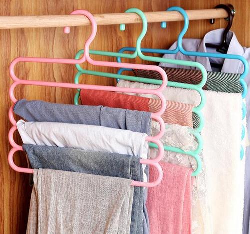 Colorful five-layer trouser rack, multi-functional wardrobe trouser hanger, scarf silk scarf tie hanger factory direct sale