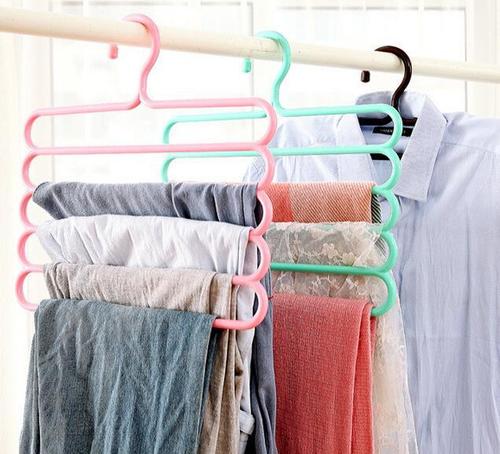 Colorful five-layer trouser rack, multi-functional wardrobe trouser hanger, scarf silk scarf tie hanger factory direct sale