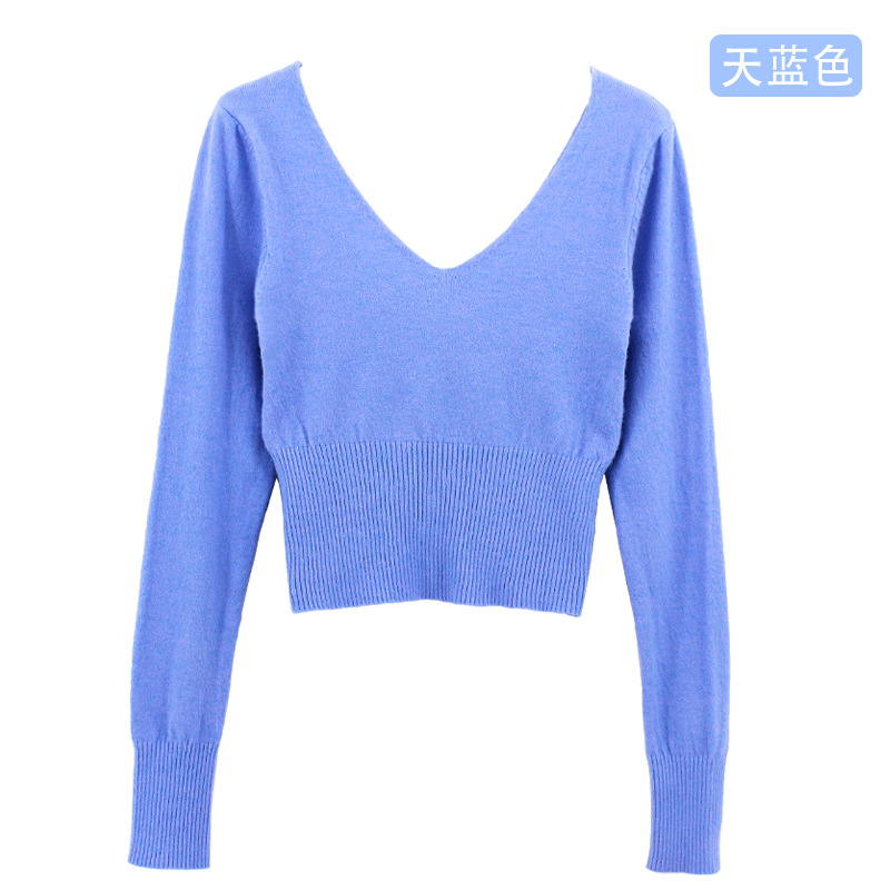 Suéter de baile para niños de manga larga de otoño e invierno engrosada práctica de baile ropa de cintura alta con cuello en V Rosa capa exterior pullover