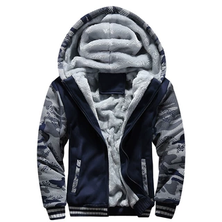 速卖通新款冬男装加绒迷彩卫衣运动服外套大码加厚保暖单上衣 5XL