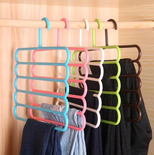 Colorful five-layer trouser rack, multi-functional wardrobe trouser hanger, scarf silk scarf tie hanger factory direct sale