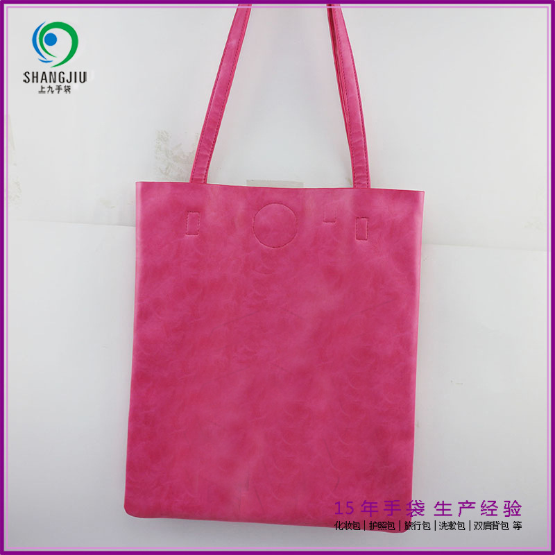 女士粉色单肩帆布包手提袋 创意家用便携帆布包中包  购物袋