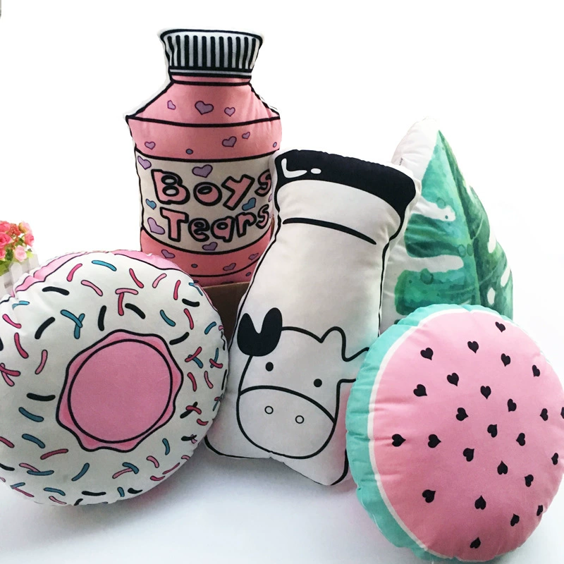 Подушка необычной формы, подушка-пончик, мультяшная подушка, подушка в форме листа, кукла, растение, диван, подарок, детская подушка