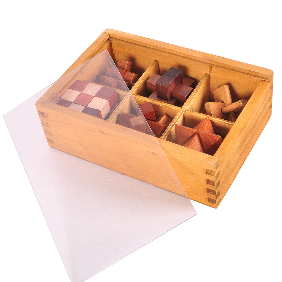 Juguetes de inteligencia educativos de madera para adultos juguetes clásicos Kong Ming Lock Luban Lock Kong Ming traje de madera en caja de seis piezas image 4