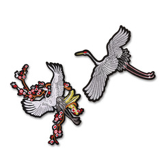 Stylish Large Chinese-Inspired Embroidered Patch with Peony and Crane Design, Ironable Stage Qipao and Hanfu Decor