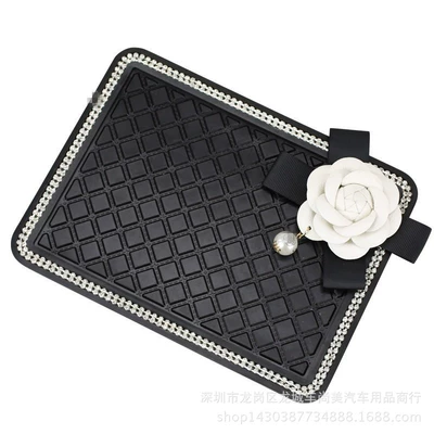 Car anti-slip mat large car pearl diamond camellia anti-slip mat car storage mat with drill anti-slip mat