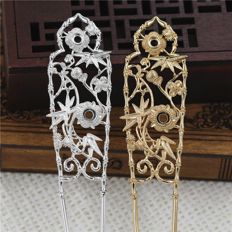 25*140MMDIY古风头饰材料配件 岁寒三友发簪发钗