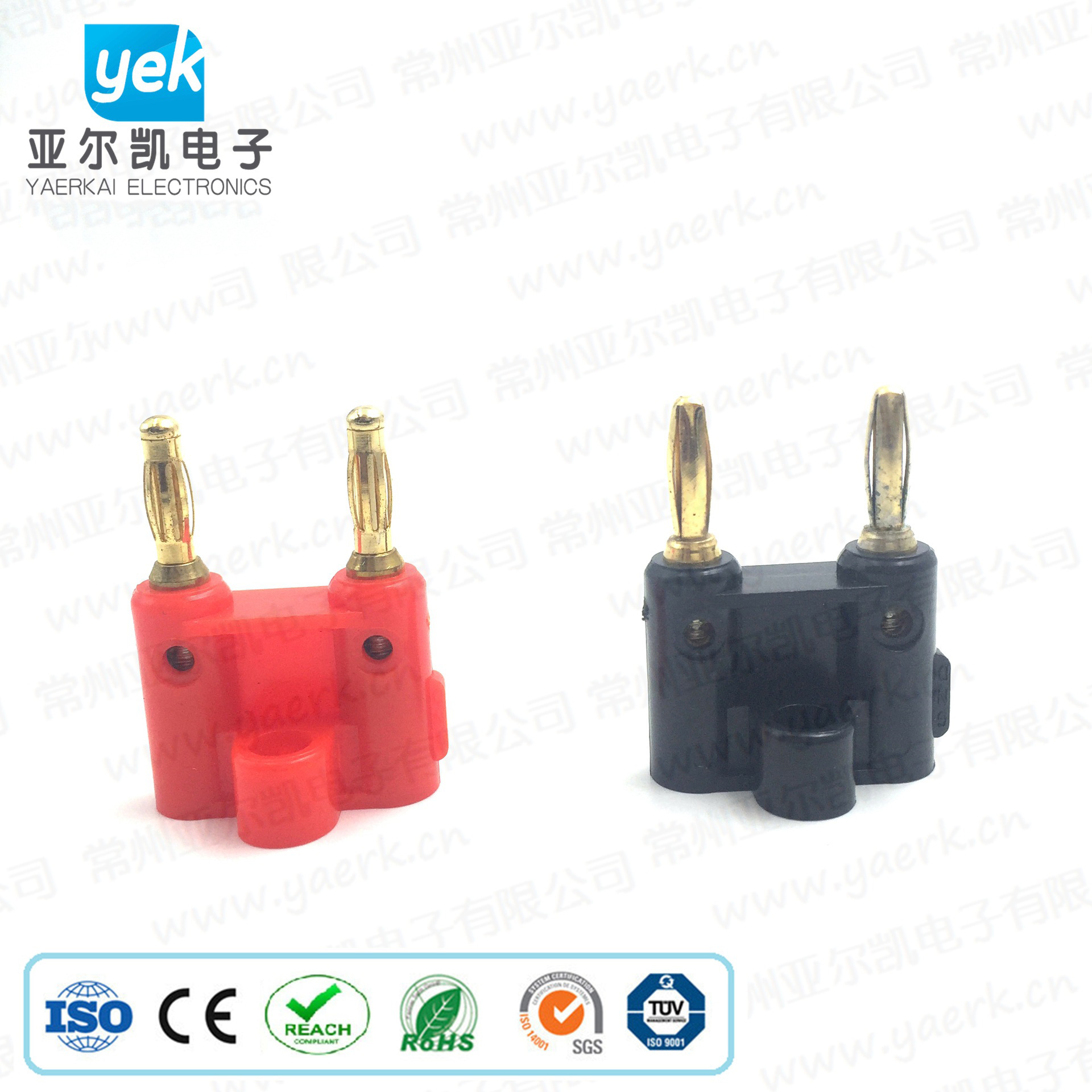 供应两双连体4mm香蕉插头灯笼花 镀金十字花插头 金属电源连接器