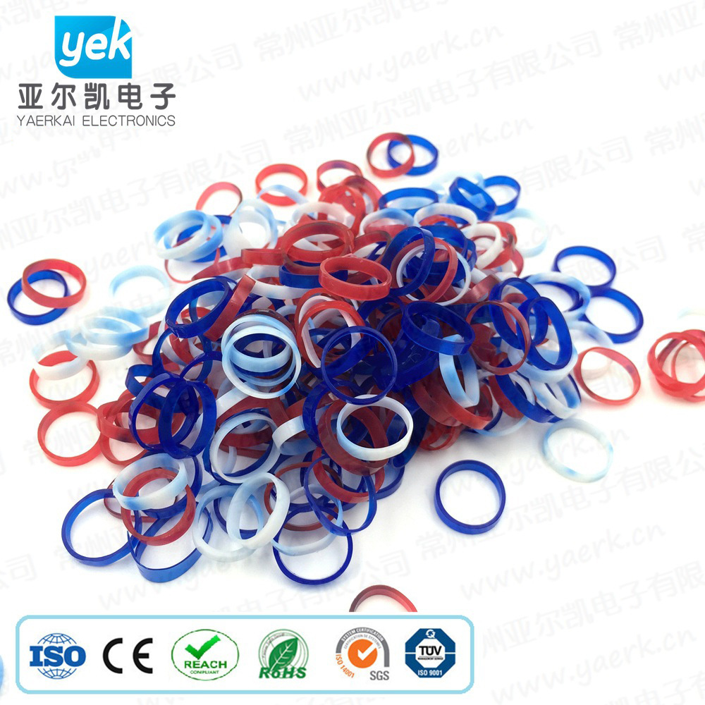 供应各种尺寸规格绝缘套 RCA插头环保色圈 音视频头色圈可定 制