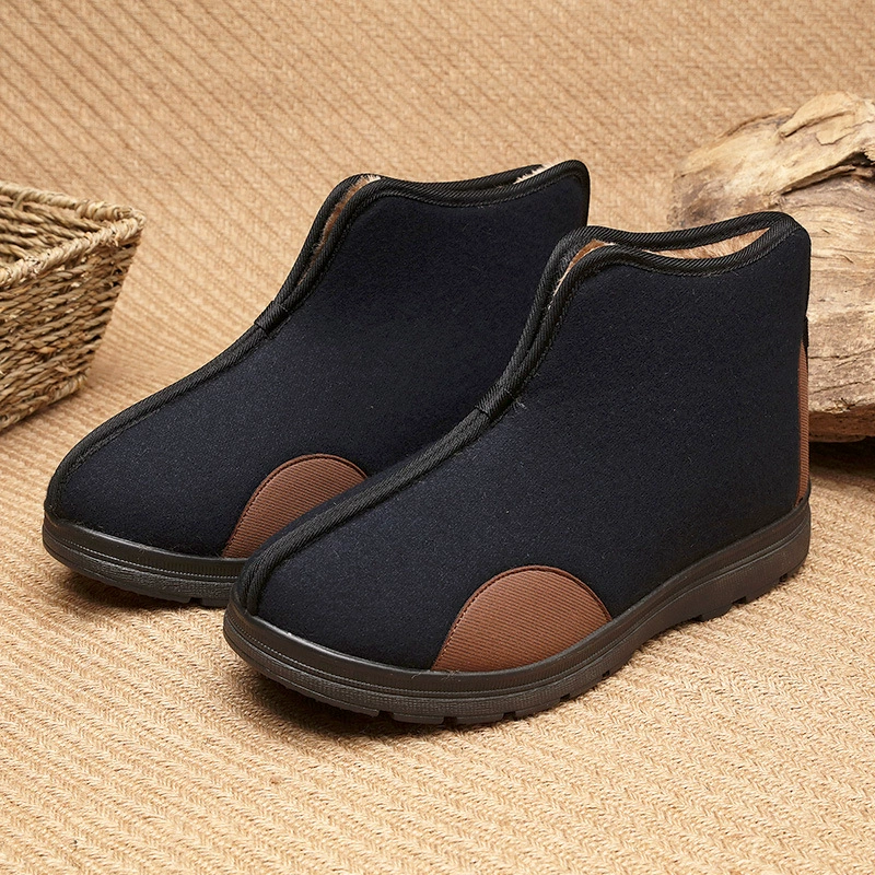 Старая пекинская обувь из ткани теплая и легкая зимой мужская хлопчатобумажная обувь высокая нескользкая обувь отца шерстяная обувь старик повседневная
