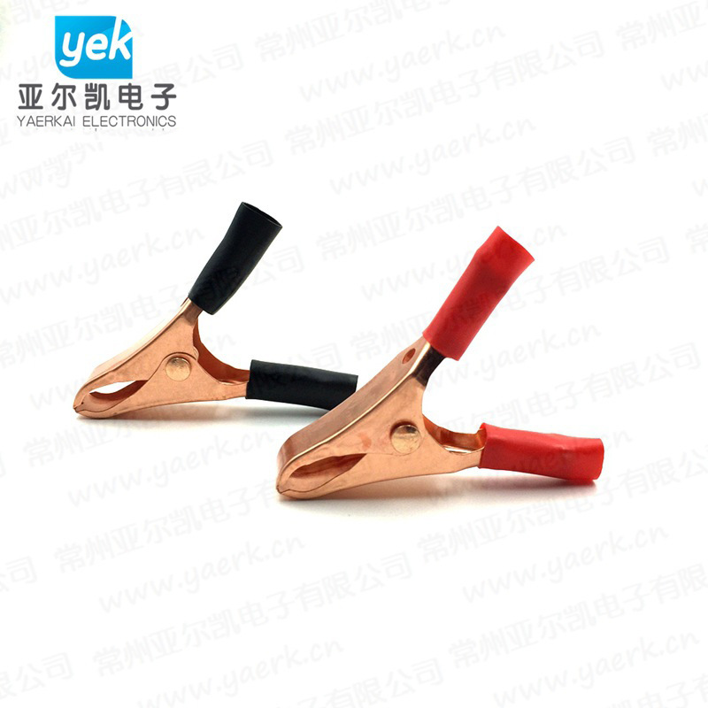 供应15A铁镀铜电瓶夹 可压线可焊线鳄鱼夹 连接线用夹子可定 制