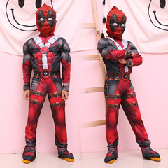 Deadpool Costume, Wade Muscle Onesie, Children's Anime Halloween Hero Costume