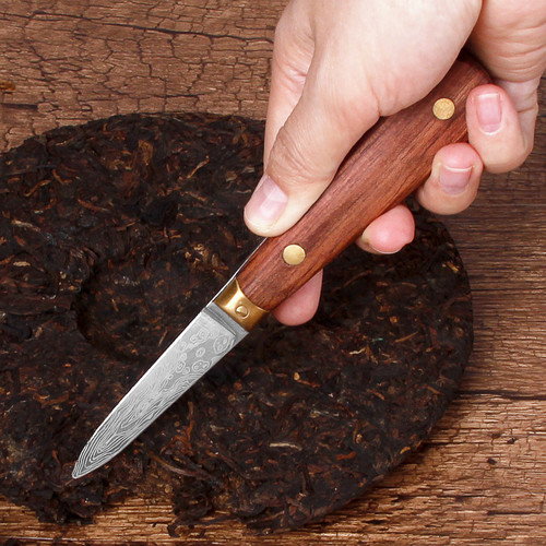 Damascus Grain Rosewood Pu'er Tea Knife Thickened Tea Cone Tea Ceremony Accessories Oyster Shrimp Scallop Tool Taobao