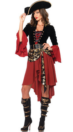 Halloween costume masquerade red pirate cos Captain Jack Sparrow adult female Pirates of the Caribbean performance clothes