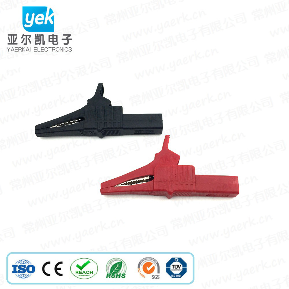 全封闭全铜带4mm孔测试夹，L：83mm鳄鱼夹 汽车电瓶充电连接夹