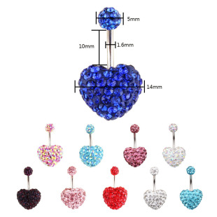 Cross-border e-commerce special heating love belly button ring belly button ring Shambhala full drill belly button nail puncture jewelry