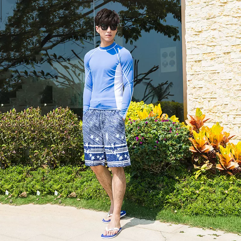 潜水服男长袖套头防晒服冲浪衣浮潜服紧身衣分体泳衣男士水母衣