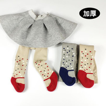 现货供应秋冬季女童裤袜毛圈加厚连裤袜宝宝连体袜爱心保暖公主袜