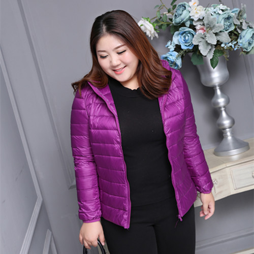 Chubby Girl Big Love plus size extra large size hooded lightweight down jacket women's short ultra-light ultra-thin