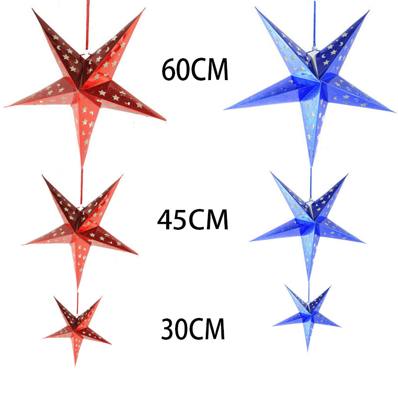 Láser tridimensional PAPEL DE Navidad estrella de cinco puntas bola vacía fiesta celebración decoración techo decoración estrella escena pantalla image 5