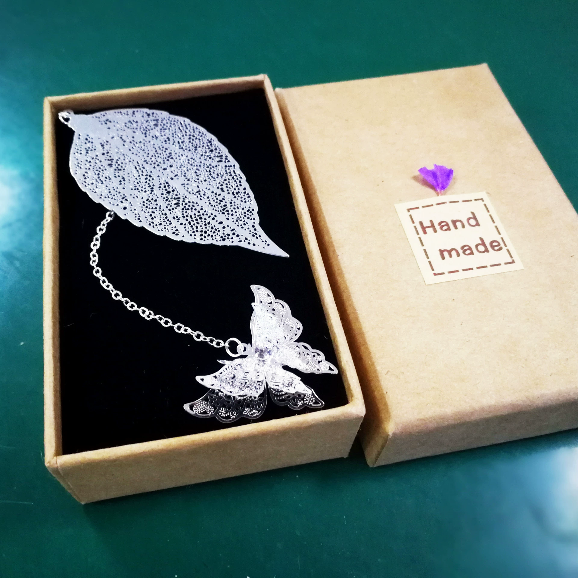 Оригинальная Закладка с листом вечного цветка и венами Бабочка Гипсофила Подвеска с бессмертным цветком Танабата для отправки подруге, однокласснику и учителю