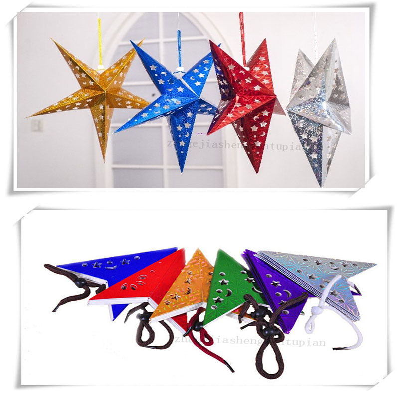 Láser tridimensional PAPEL DE Navidad estrella de cinco puntas bola vacía fiesta celebración decoración techo decoración estrella escena pantalla image 2