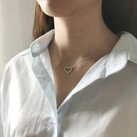 范智乔 韩国东大门饰品 925纯银 锆石爱心设计款项链套链
