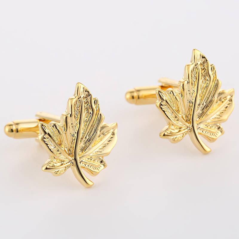 High-quality Maple Leaf Cufflinks, Leaf-shaped Cuff French Shirt Buttons, Cufflink 318_voghion.com
