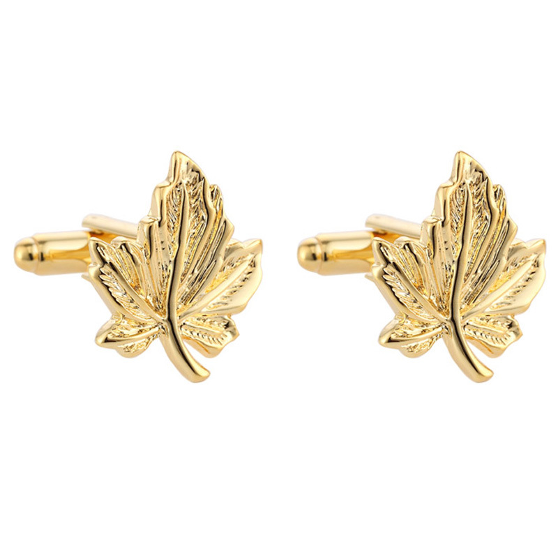 High-quality Maple Leaf Cufflinks, Leaf-shaped Cuff French Shirt Buttons, Cufflink 318_voghion.com