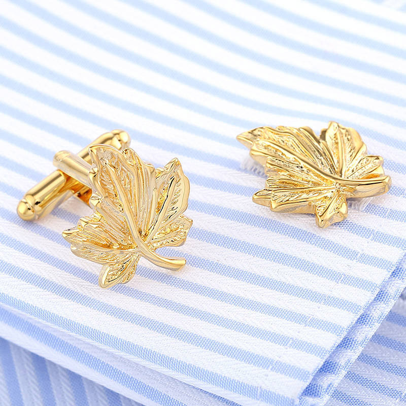High-quality Maple Leaf Cufflinks, Leaf-shaped Cuff French Shirt Buttons, Cufflink 318_voghion.com