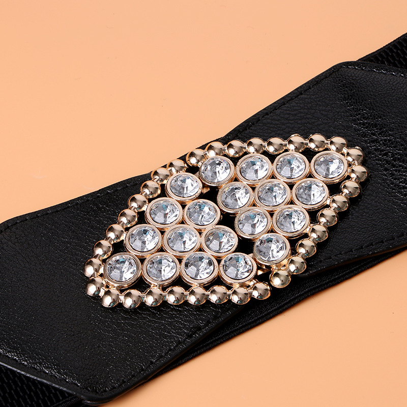 Dames corset riem met strass gesp en elastische tailleband_voghion.com