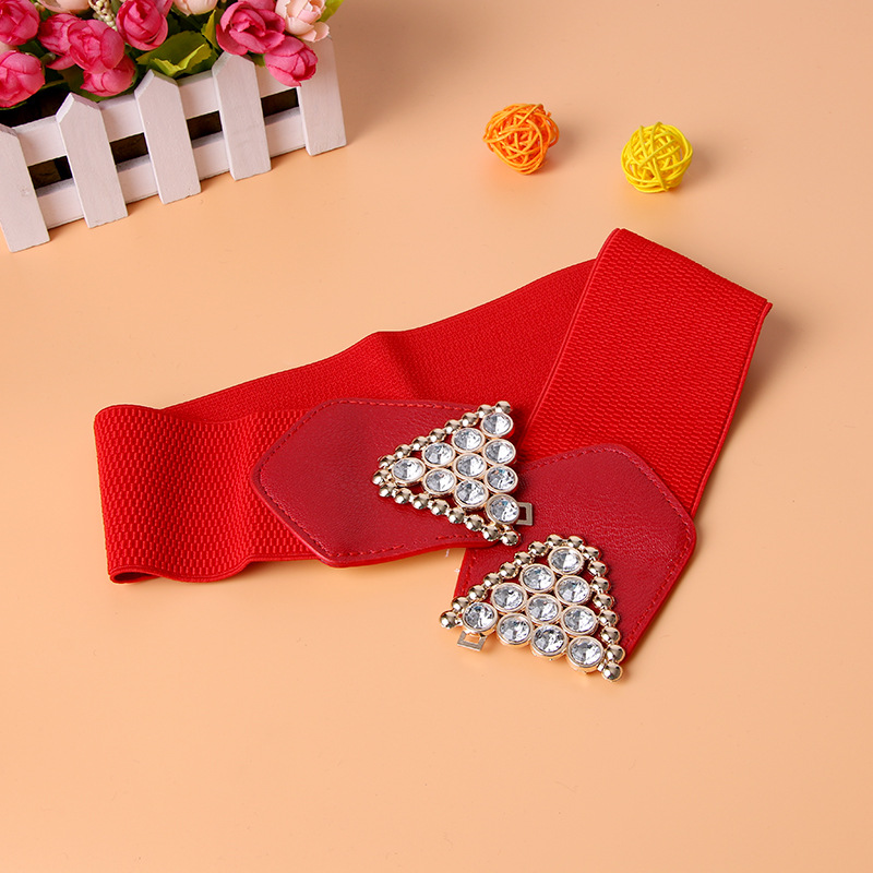 Dames corset riem met strass gesp en elastische tailleband_voghion.com