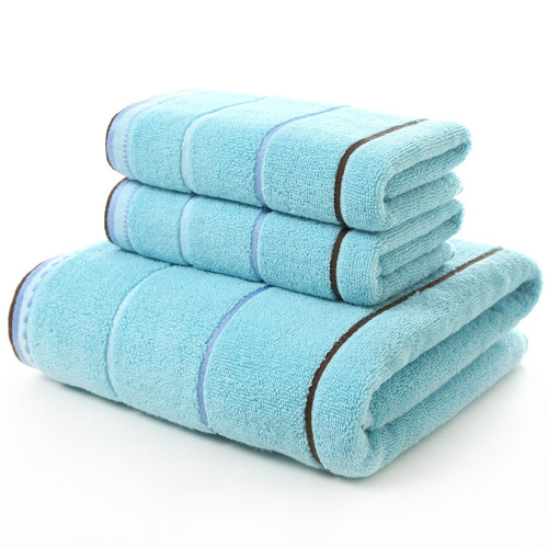 Wholesale plain color off-grade six-color striped multi-color thickened absorbent cotton bath towel gift box towel one piece drop shipping