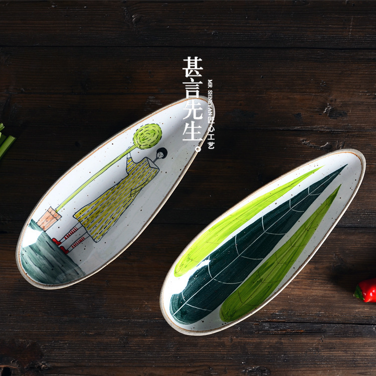 Green Personalized Handmade Japanese Stoneware Tableware Fashionable Household Fruit Plate Tableware Art Retro Pottery Tableware Basin Plate Green Personalized Handmade Japanese Stoneware Tableware Fashionable Household Fruit Plate Tableware Art Retro Pottery Tableware Basin Plate