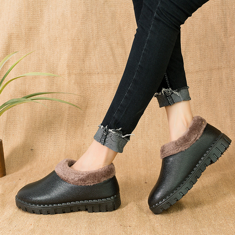 2024新款棉鞋女冬季保暖加绒PU加厚棉靴时尚潮人老北京雪地靴女