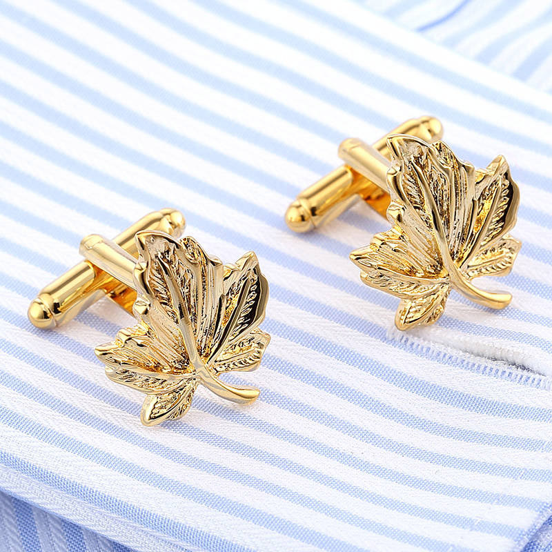 High-quality Maple Leaf Cufflinks, Leaf-shaped Cuff French Shirt Buttons, Cufflink 318_voghion.com